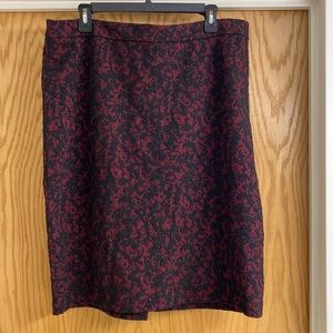 Michael Kors Pencil Skirt black and red lace detail size XL